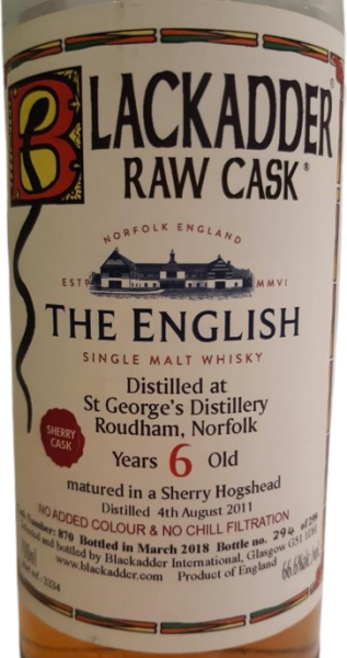 The English 6 y.o. Sherry Finish Blackadder Raw Cask